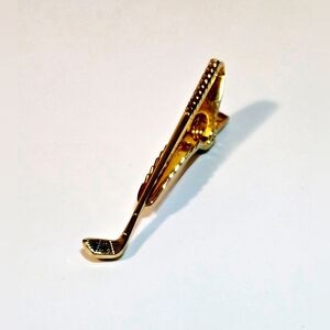 Anson Golf Club Tie Bar Clip 2" Gold Tone Vintage Metal Accessory